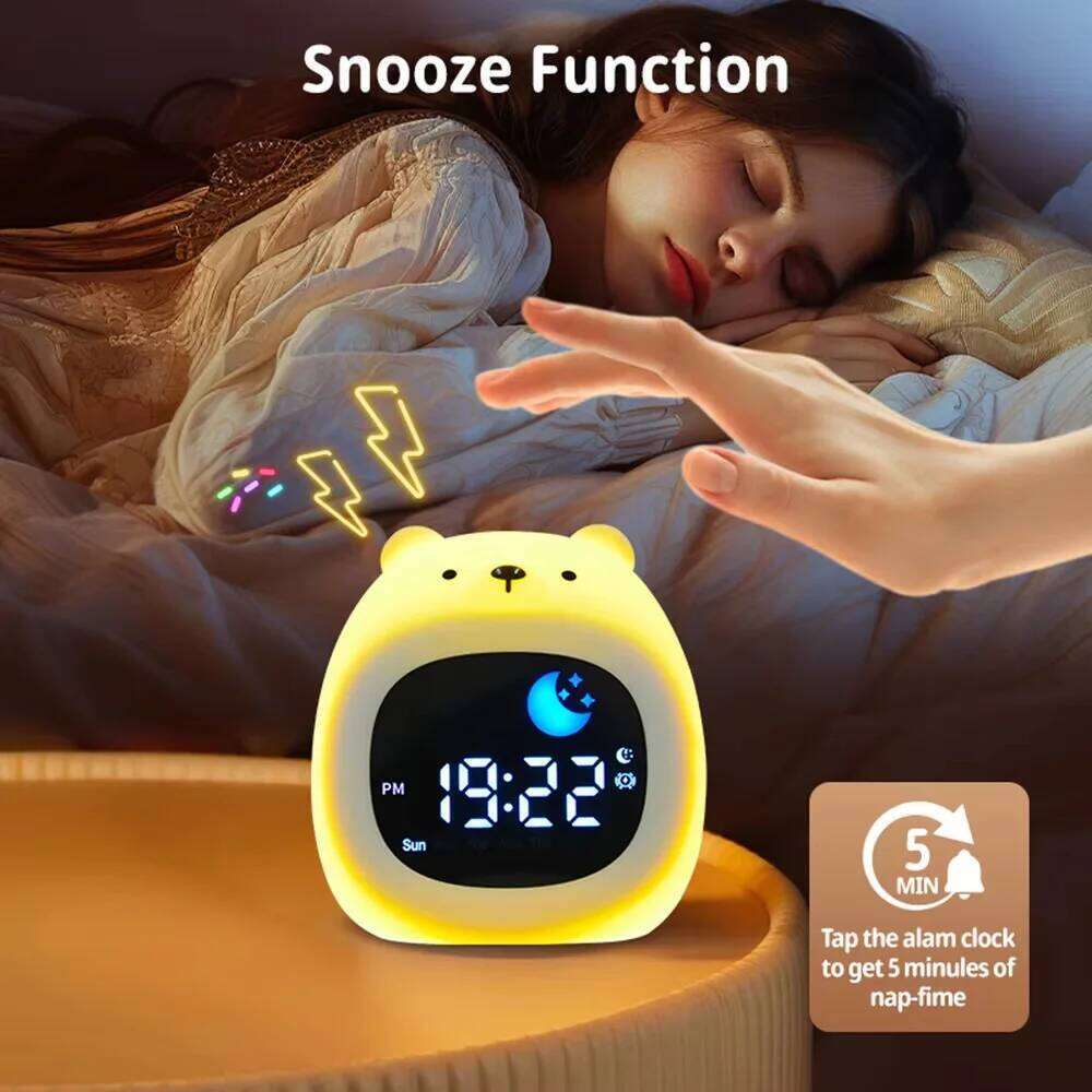 Cartoon animal pat-pat stress relief color-changing night auxiliary sleep soothing sleepy LED alarm clock light W260130