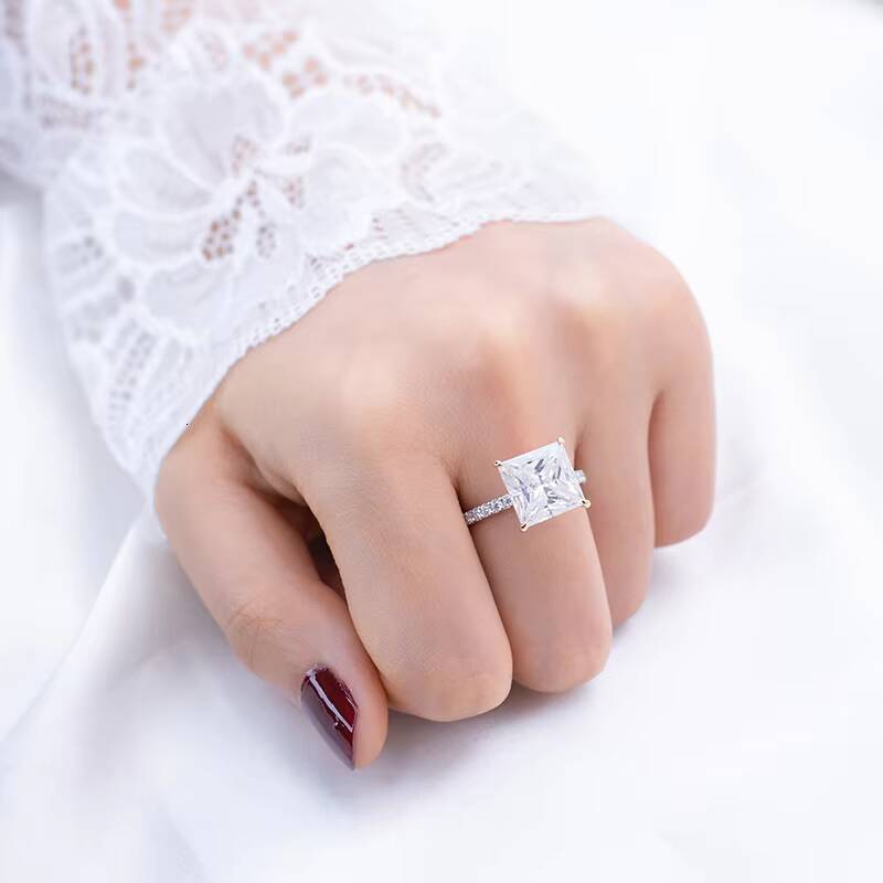 Messi Gems MSR-736 18K White Gold IGI 5CT D VS1 Princess Cut Jewelry Lab Grown Diamond Ring