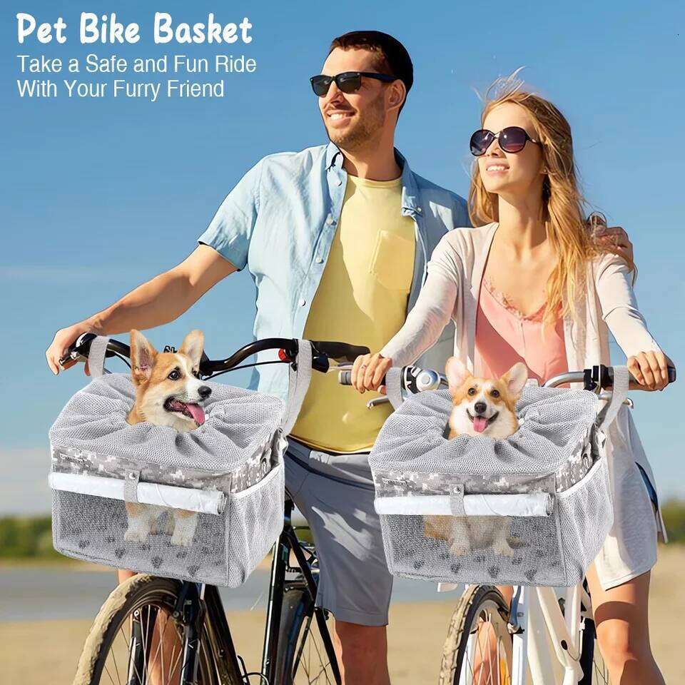 or Cat Basket, Expandable Soft Sided Pet Backpack with 4 Open Doors, Foldable Dog Bike Carrier 26H0130