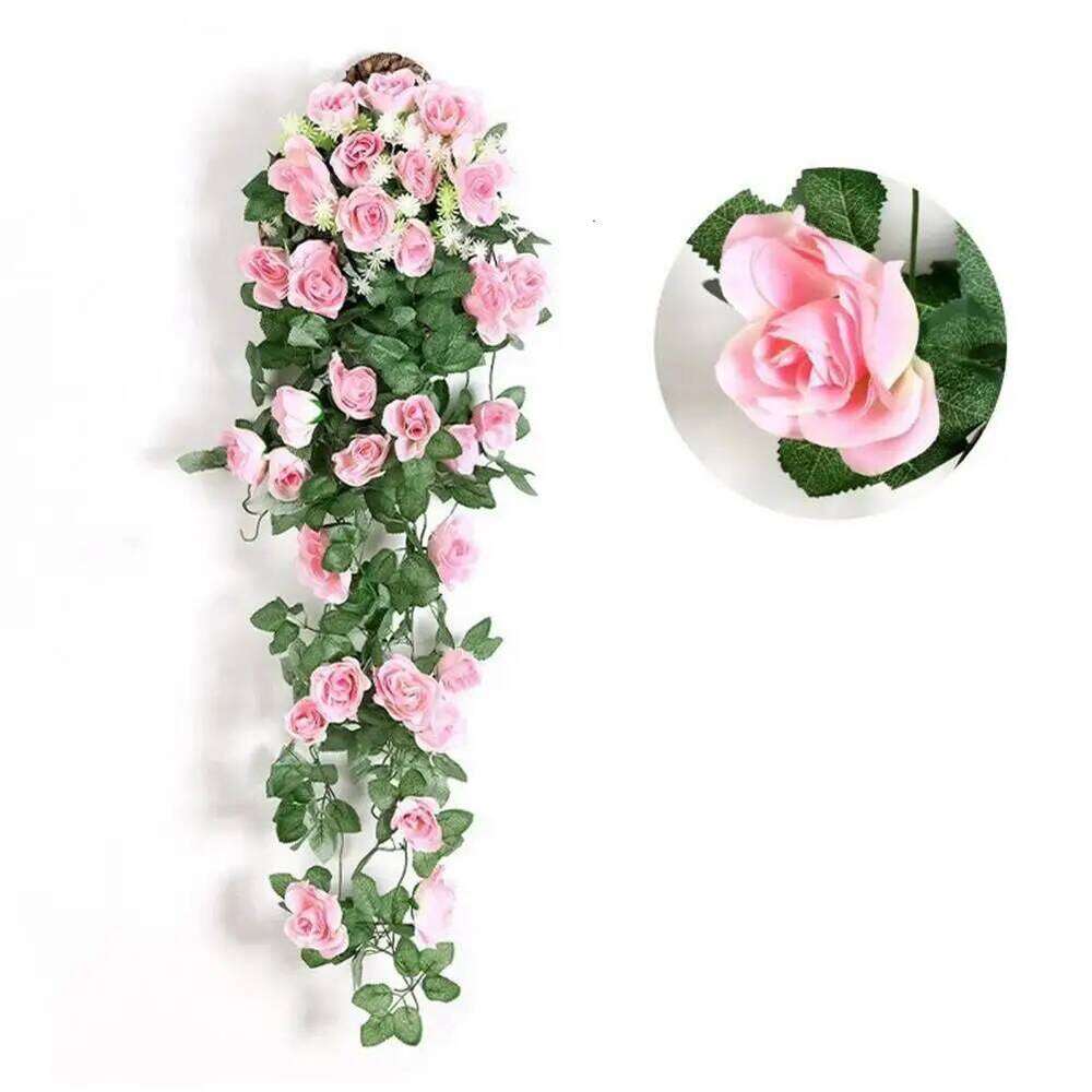 Plant Greenery Decor Artificial Rose Flower Vine Garland Faux Silk Floral Wall Hanging Wedding for Indoor Y260130