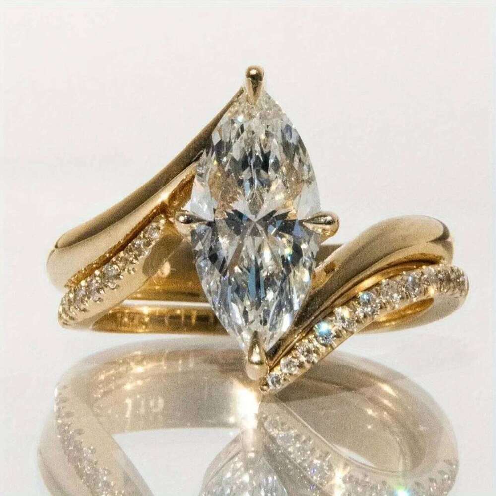 2PC 3CT Marquise Moissanite Bridal Wedding Set, S925 Sterling 925 Silver Anniversary Stackable Rings Fine jewelry XJ260130