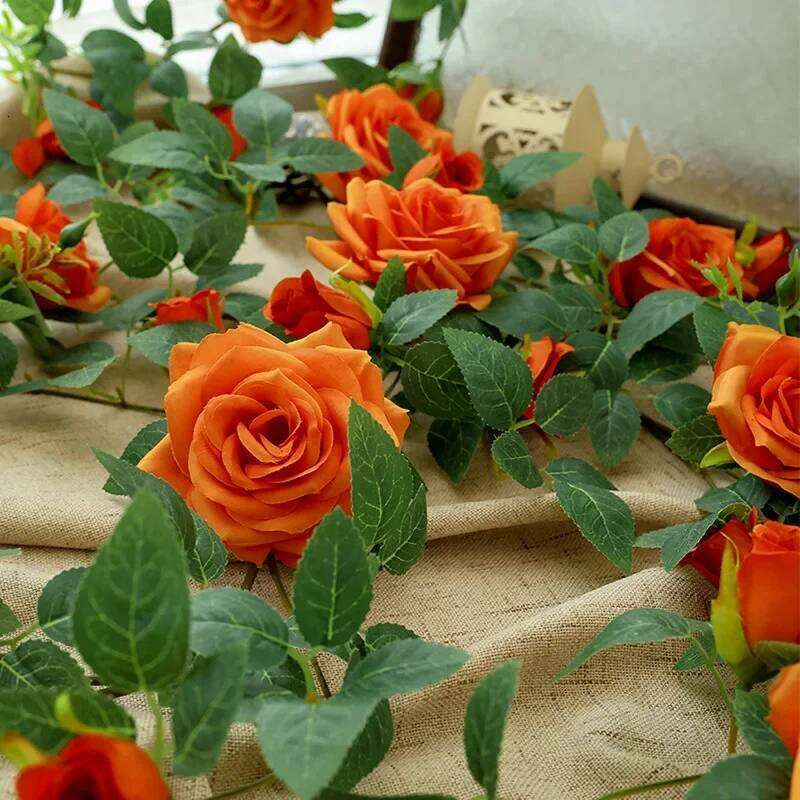 90/180cm Evergreen Artificial Flower Indoor Balcony Garden Wedding Rose Vine and Iandscape Decoration Y260130