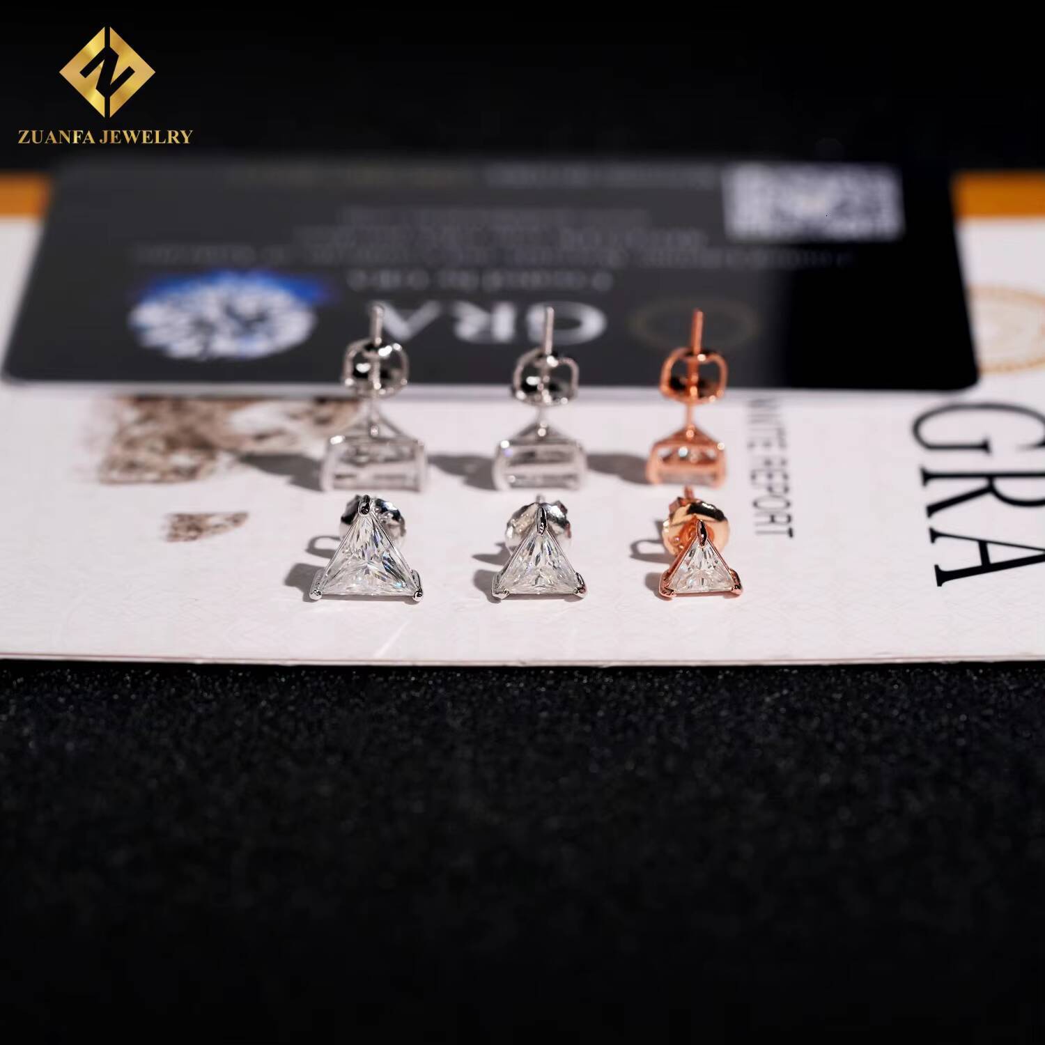 925 Sterling Silver Triangle Cut Stud Earring VVS Moissanite Iced Out Stud Earring Past Diamond Test Moissanite Stud Earring