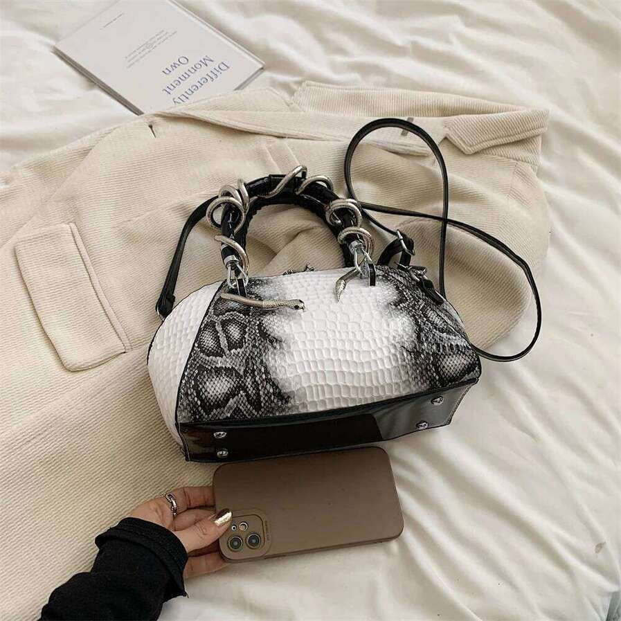 OLOEY Creativity Luxury Bags For Women Crocodile Pattern Top-Handle Shell Bag With Snake Hardware Wild Shoulder Crossbody Handbags High-End Single-Sho