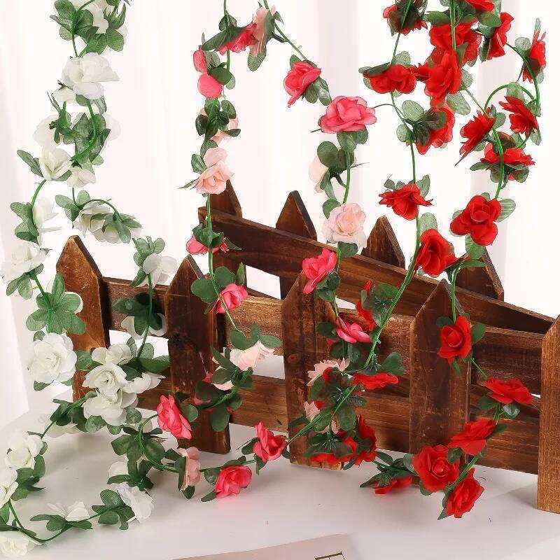Artificial Flowers Vine Strips Red White Pink Rose Silk Flower Fake Plants Home Room Wedding Wall Hanging Garden Arch Decor Y260130