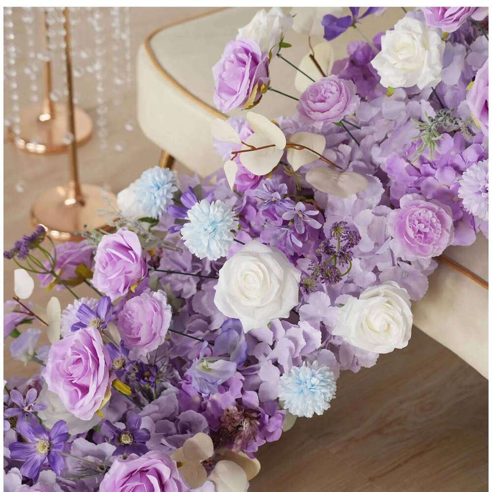Uflower 100cm Purple Wedding Arch Hydrangea Floral Arrangement Table Centerpiece for Flower Ball Party Decoration Y260130