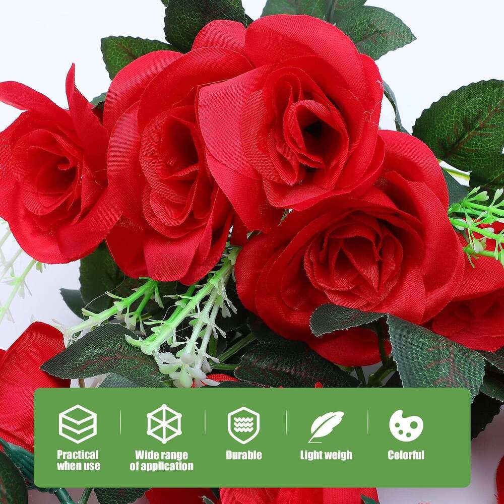 Simulated Rattan Garland High Quality Plastic Craft Lifelike Fake Rose Flower Vine for Wedding Party Decor Background W260130