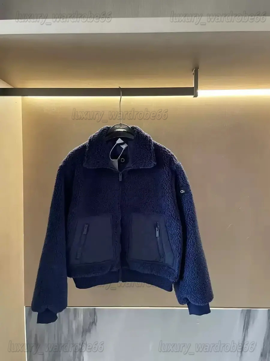 Yoga Set Designer Womens Jacket Sports Gym Coat Workout Athletic Wear Lamb Wool Zipper Coat Hooded Yoga Clothes Women'S Winter Training Sports Jackets Short Pad c