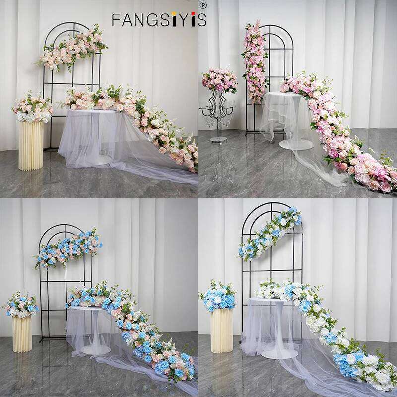 Luxury Pink Long Runner Artificial Row For Wedding Decor Road Leading Flower Ball Floral Backdrop Arrangement W260130