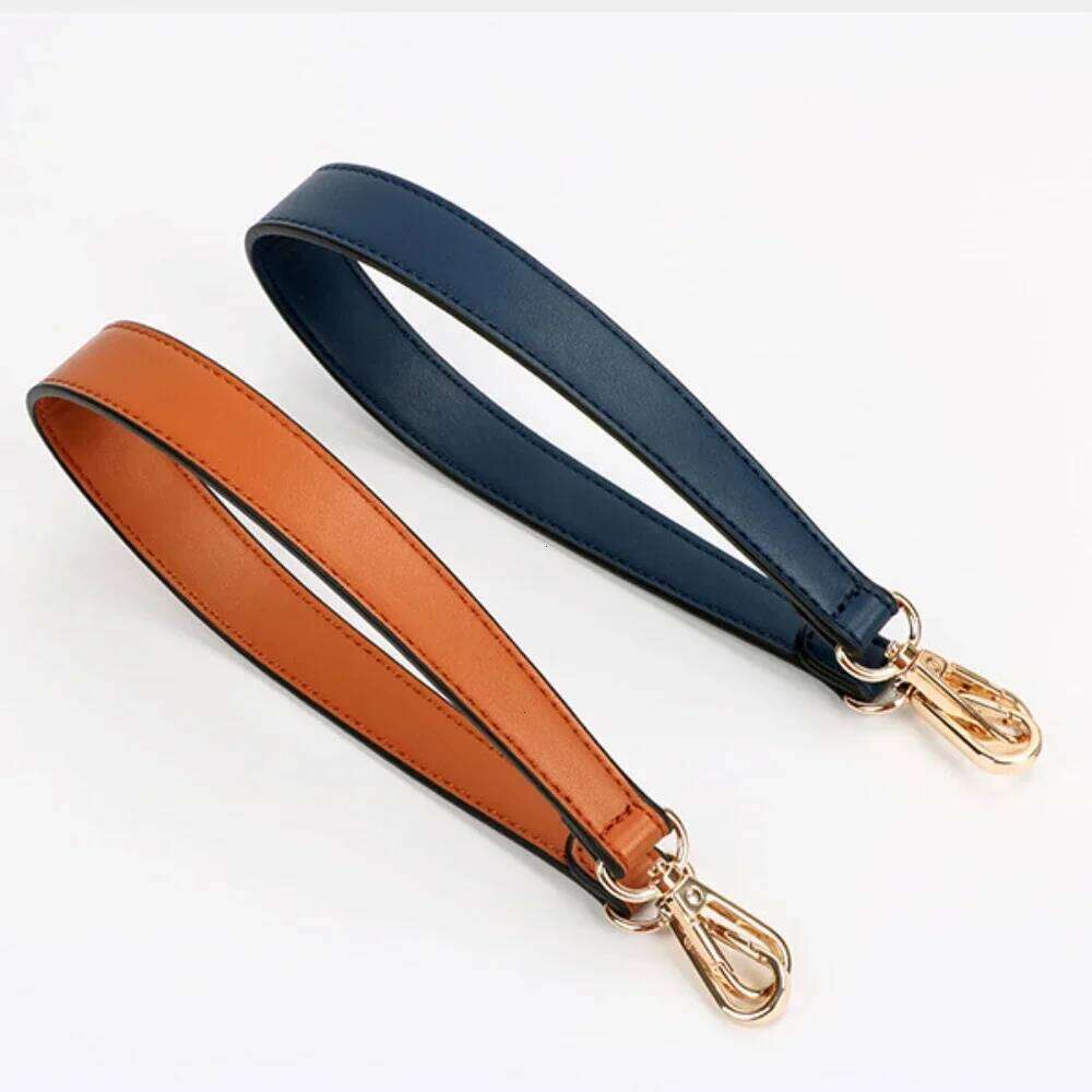 100% Genuine Leather Handbags Handles For Handbag Short Purse Strap Golden Buckle Replacement Bag Belt Band