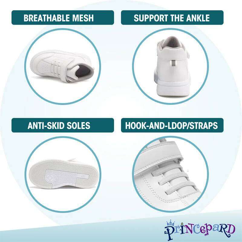 Princepard Kid Sneakers Orthopedic Boys Girls' High Back Ankle Support Children School Sporty White Casual Shoes Y260128