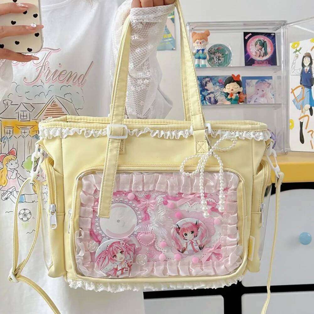 Japanese Ins Soft Girl Shoulder Y2K JK Uniform Transparent Ulzzang Ita Student Commuting Tote Bag Bolsos Para Mujer