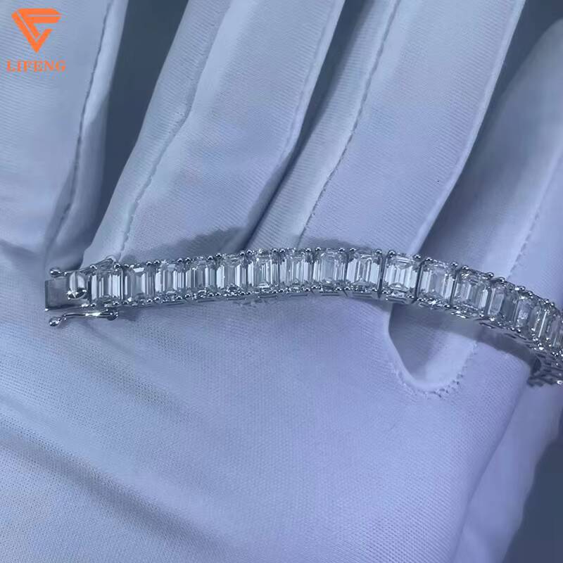 Hot Selling Fashionable Design White Color VVS Moissanite Baguette Shape Bracelet Luxury Jewelry Tennis Bracelet