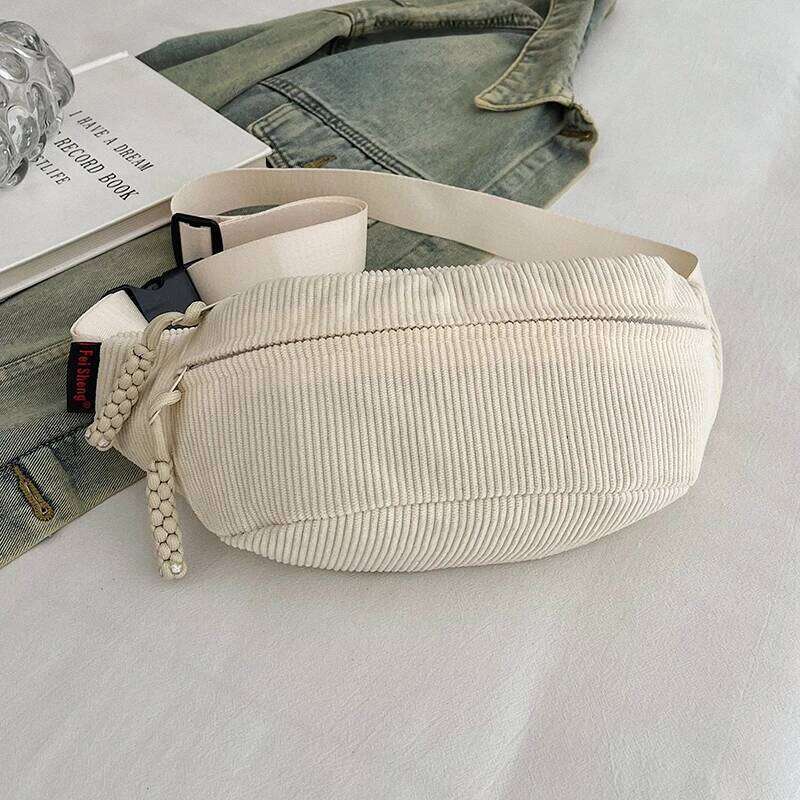 Trendy crossbody Japanese-style casual large-capacity simple chest waist solid color shoulder bag, dumpling bag