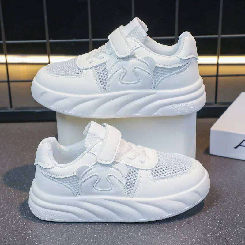 Boys Tennis Non-slip Soft Sole White Students Mesh Breathable 2025 New Fashion Kids Running Shoes Y260128