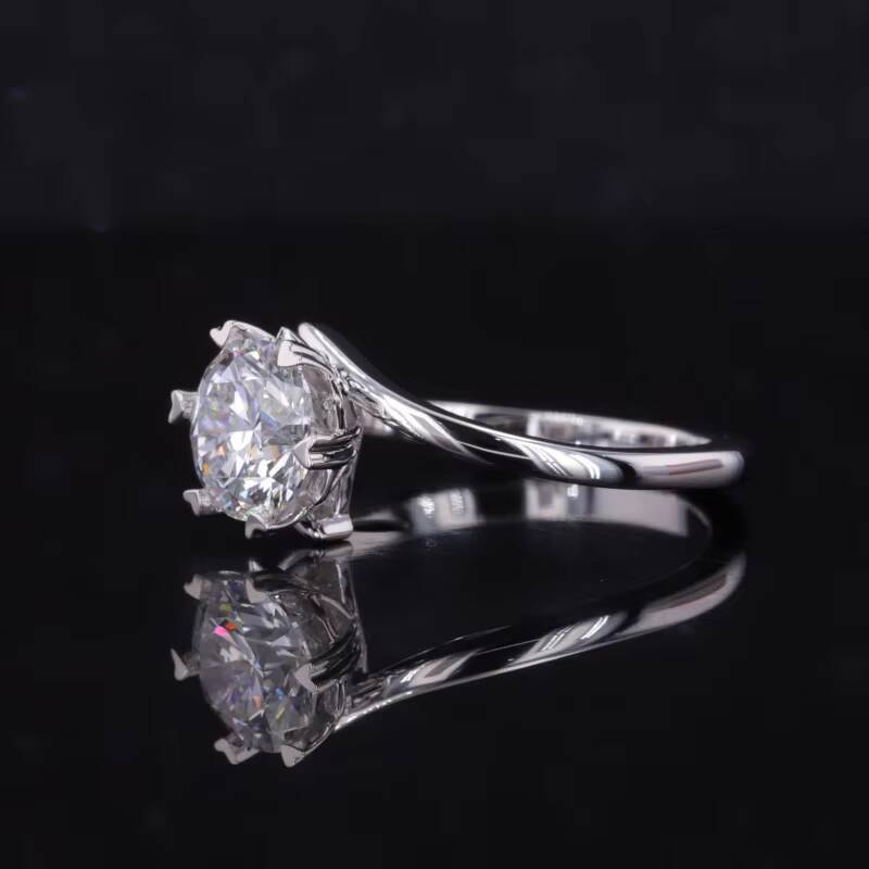 1CT IGI Certificate Round Brilliant Cut Lab Grown Diamonds 10k 14k 18k White Gold Customized Rings