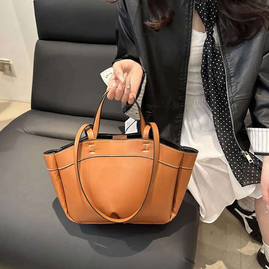 Premium Large Capacity Tote for Women 2025 New Solid Color Versatile Fashion Shoulder Bag, Combination Mother and Child Bag XJ260130