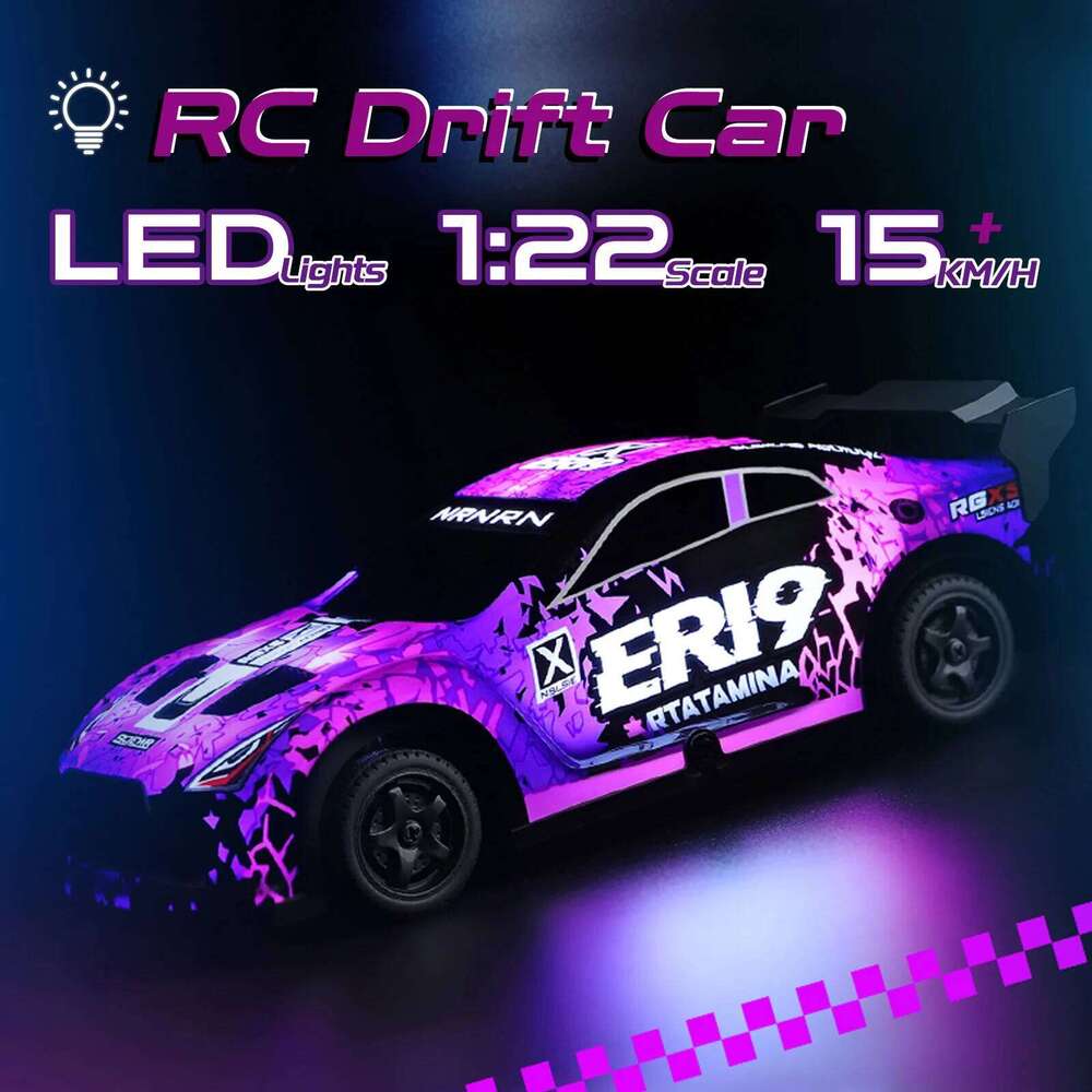 WLtoys 22206 4WD RC Car: 15+km/h High-Speed, 2-Speed, 2.4G Multi-Car Racing, LED Lights, 40min Run, w/Drift Tires & Cones Y260131