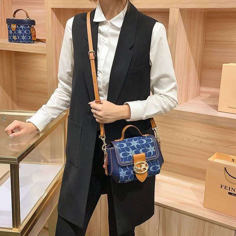 Ladies' handbag, light luxury retro denim canvas fashionable single-shoulder crossbody bag, 2025 new high-end color-matchi