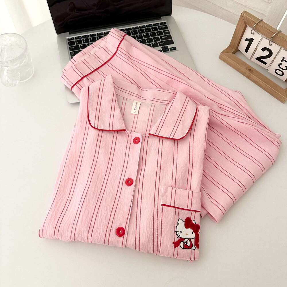 Cloud Cotton Pajamas Women, Spring And Autumn New Cute Striped Cartoon Long Sleeve Princess Style Homewear Set, Suitable For Outerwear