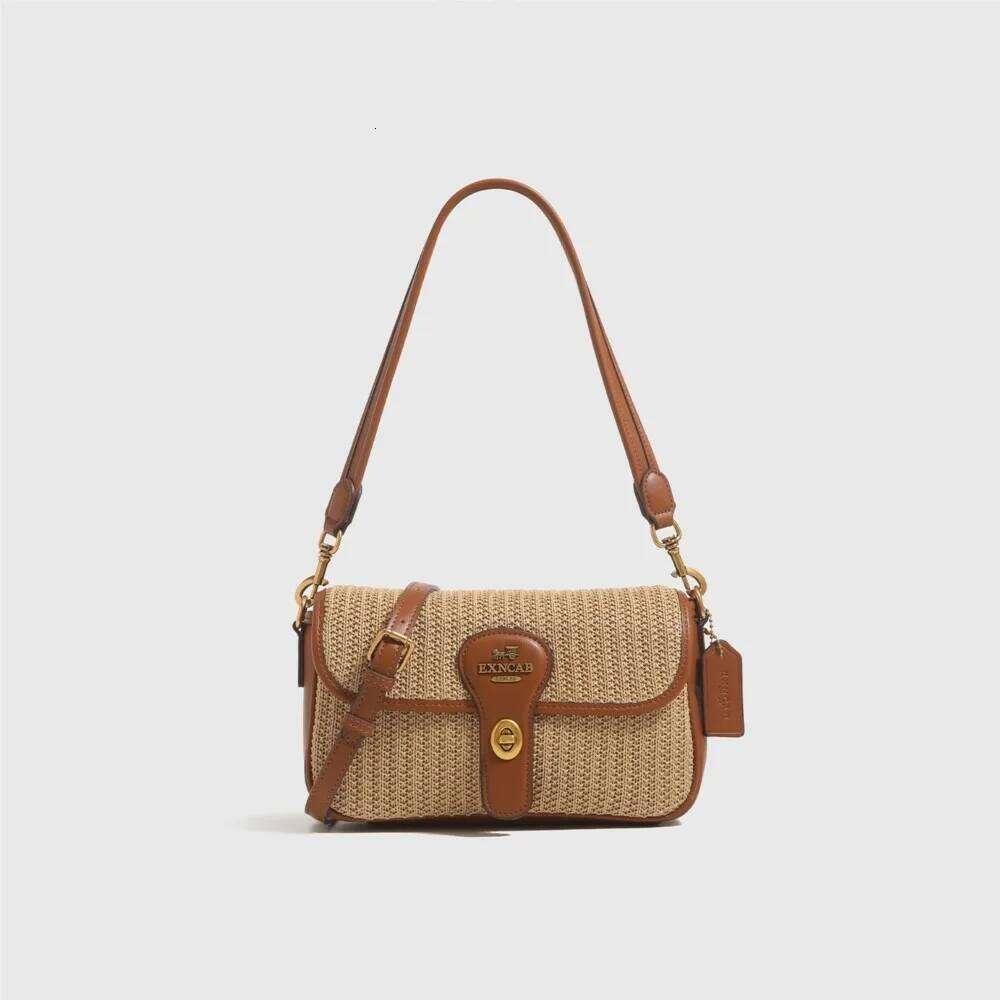 Straw woven women's 2025 new trendy fashion high-end sense weaving method stick retro single shoulder crossbody bag