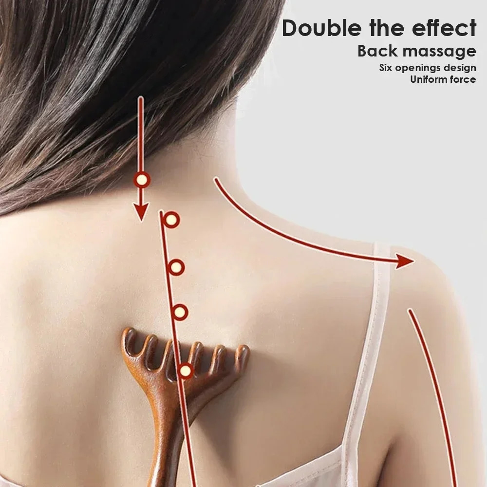 6-Claw Head Massager Wooden Meridian Massage Comb Body Gua Sha Tool -static Promote Blood Circulation Cepillo Para Cabello 260127