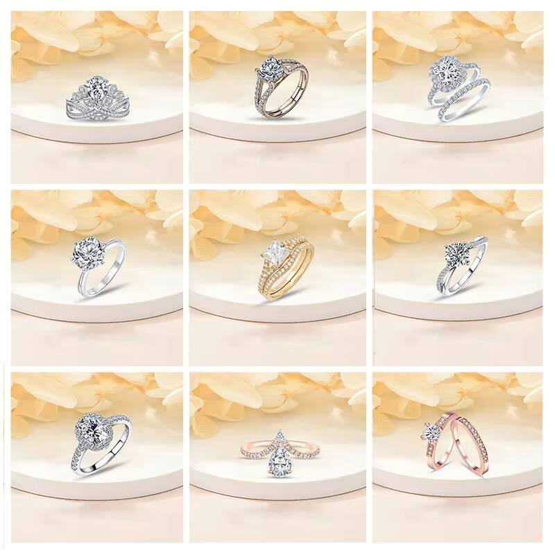 14k White Gold Luxury Style Oval Brilliant Cut Moissanite and Lab Grown Diamond Engagement Ring