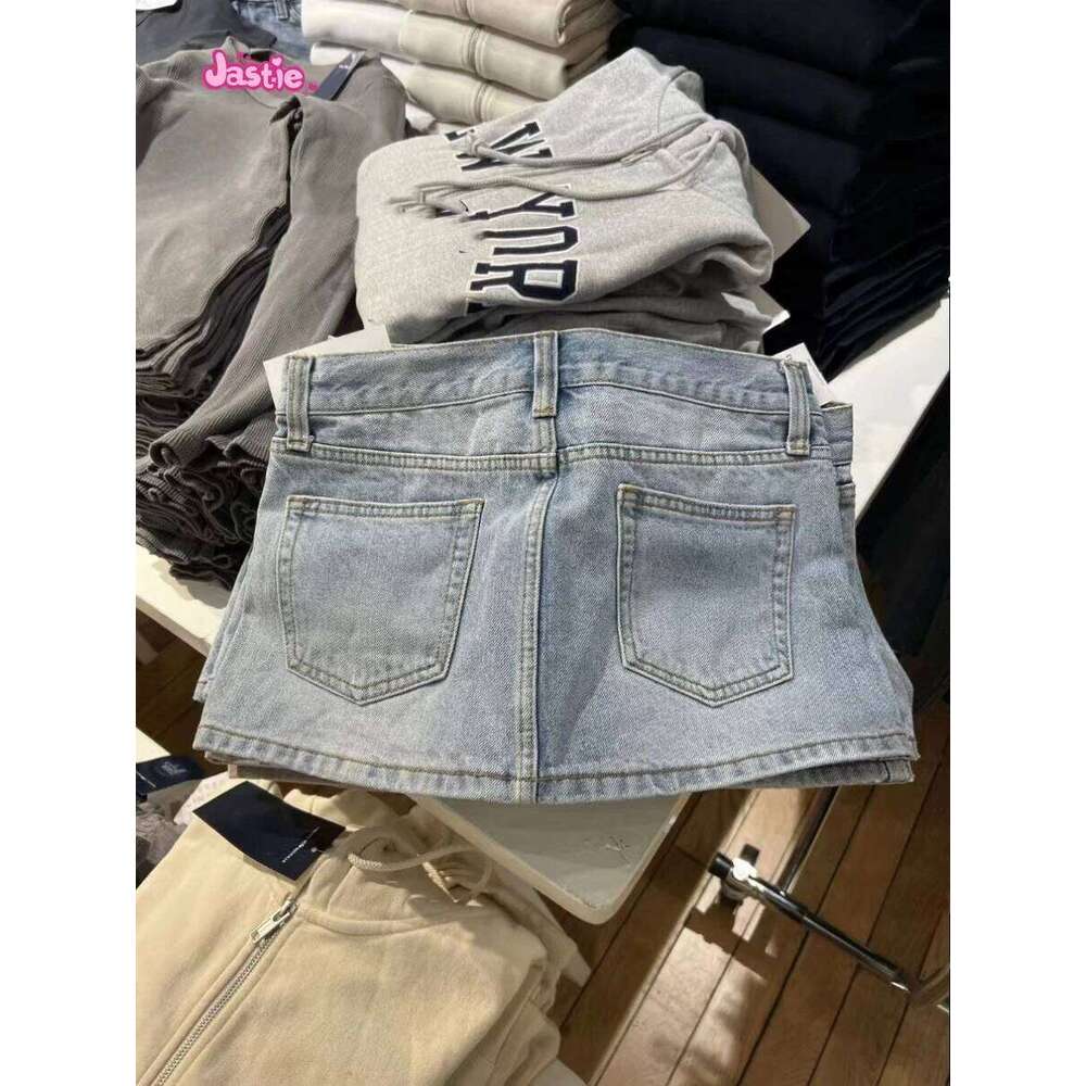 Casual Women Blue Denim Mini Summer Vintage High Waist Pockets A-line Skirts Female Y2k Streetwear Slim Bottoms 2024 XJ260131