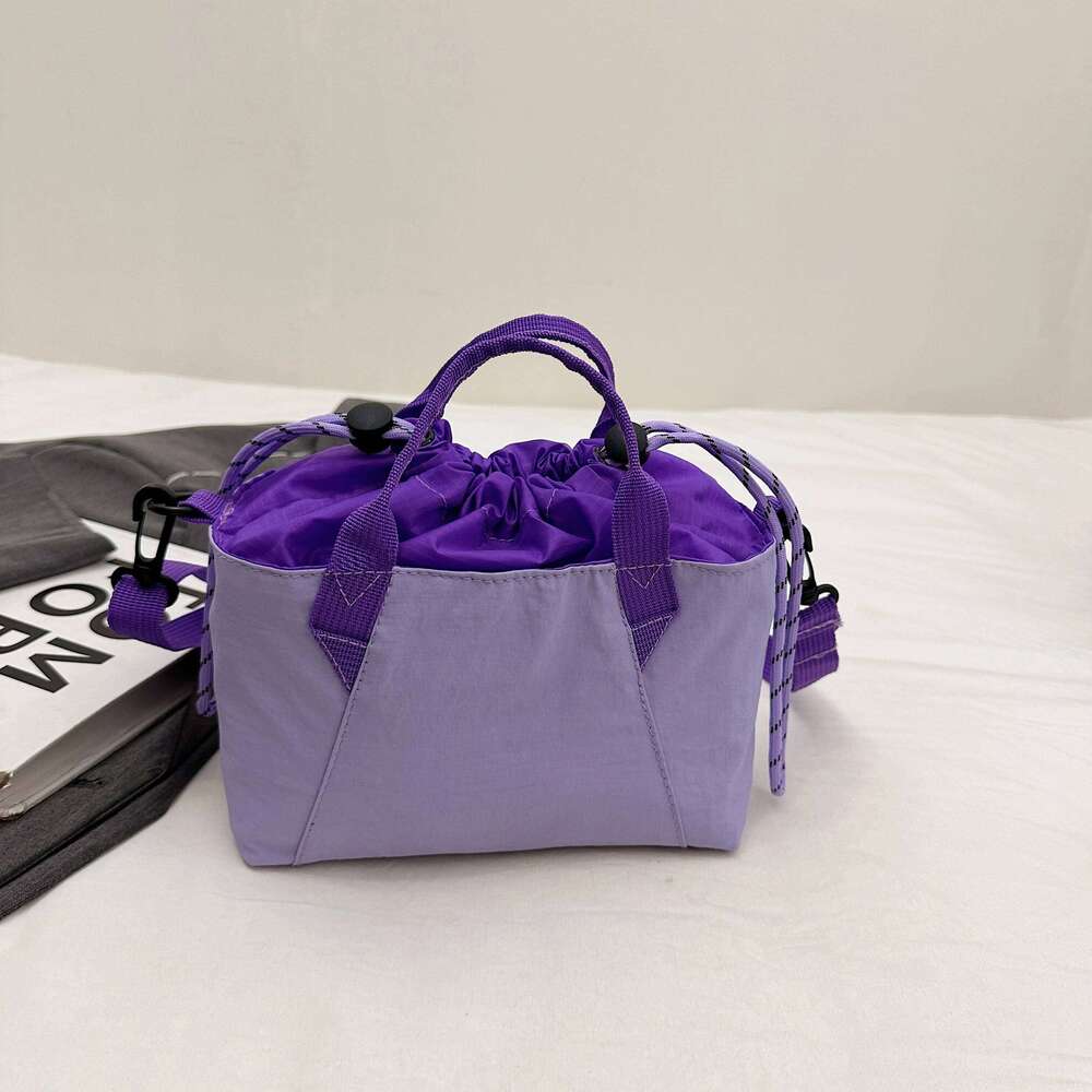 ummer Drawstring Colorblock Fashionable Lightweight Nylon Shoulder Bag Casual Outdoor Phone Pouch