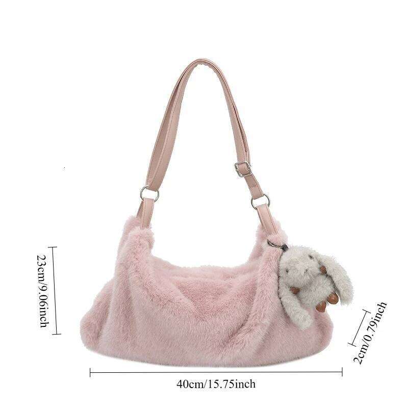 New Fluffy Versatile Commuter Crossbody Women Fashion Handiness Shoulder Ins Fur Simple and Casual Texture Hobo Bag XJ260131