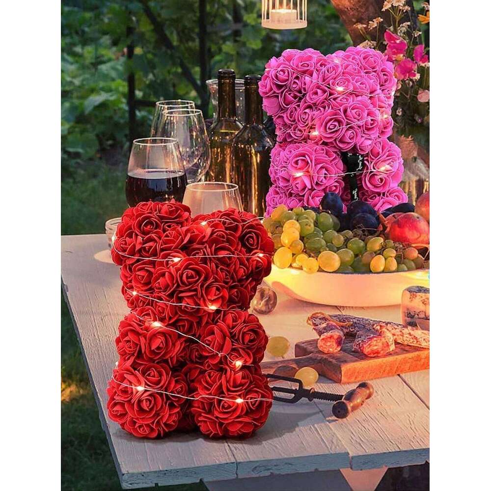 Girlfriend Women Rose Teddy Bear Artificial Flower Anniversary Valentines Birthday Gift Mothers Day Mom Gifts Y260131