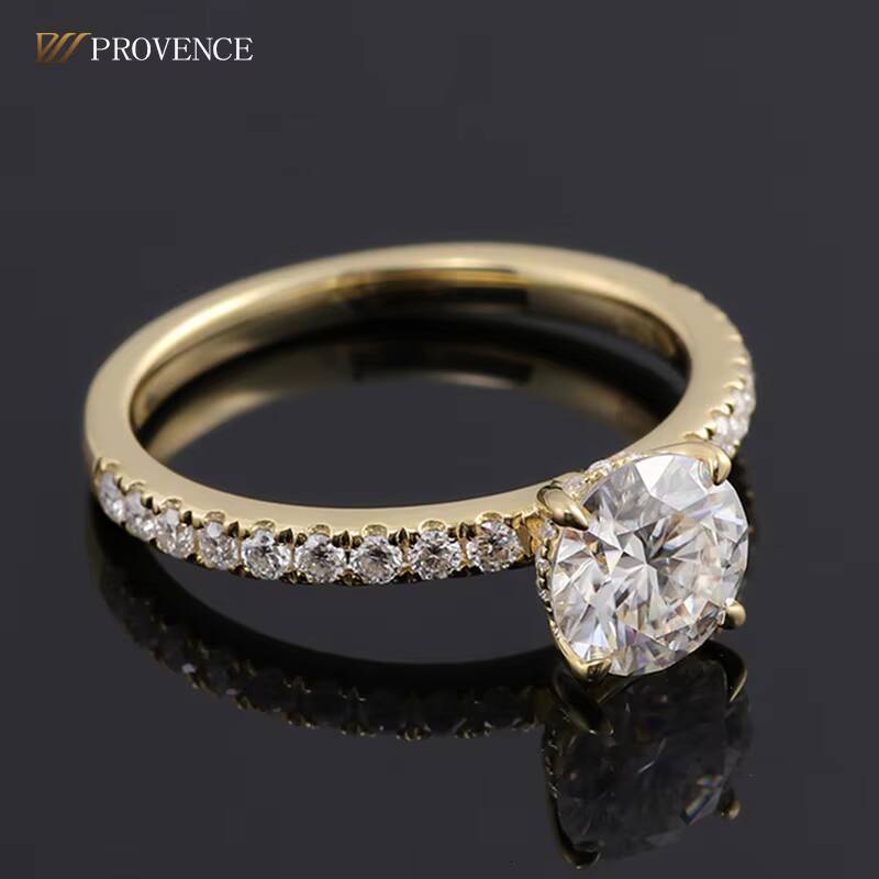 Minimalist Design Silver 925 Rings Gold Plate Round Moissanite Engagement Ring for Women Luxury Party Rings Jewelry