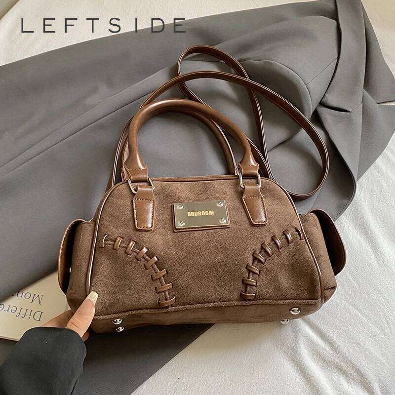 LEFTSIDE Women Small PU Leather Shoulder 2025 Winter Simple Short Handle Crossbody Bag Luxury Designer Handbags and Purses XJ260131