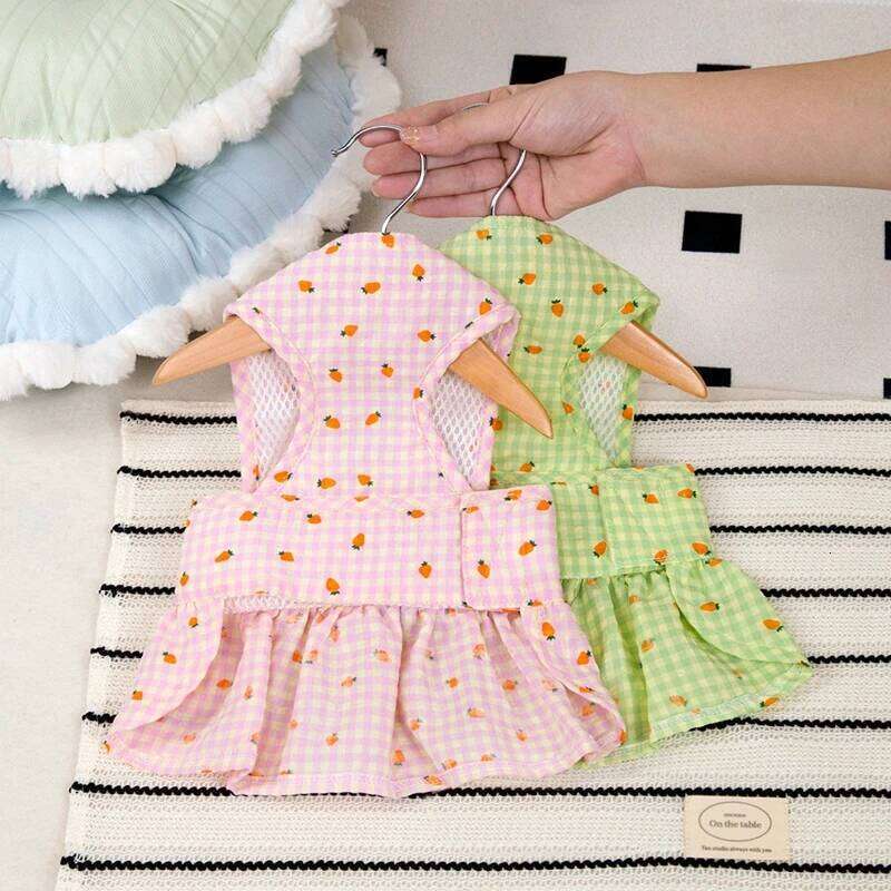 Trendy Spring Summer Pet Dog Costume - Floral Ragdoll Traction Skirt with Breathable Mesh Cute Puppy Dress H260129