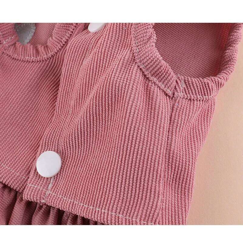 Dog Corduroy Girl Dress Summer Clothes Sleeveless Skirt For Small Dogs Chihuahua Puppy Clothing Harness Dresses XS H260130