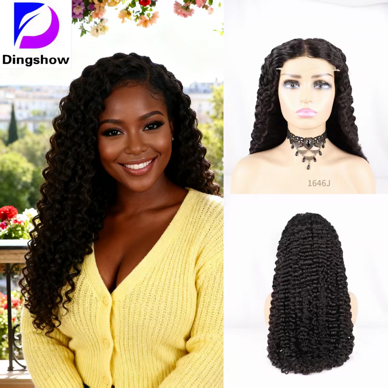 100% real hair wig Elegant Real Human Hair Wig for Women Durable Stylish Full Length Ladies' black wig