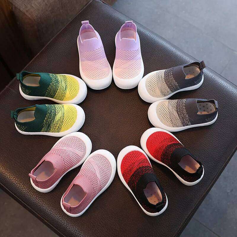 Size 20-31 Children Spring Autumn Kids Sneakers Soft Breathable Mesh Boys Slip-on Patchwork Color Girls Shoes Y260128