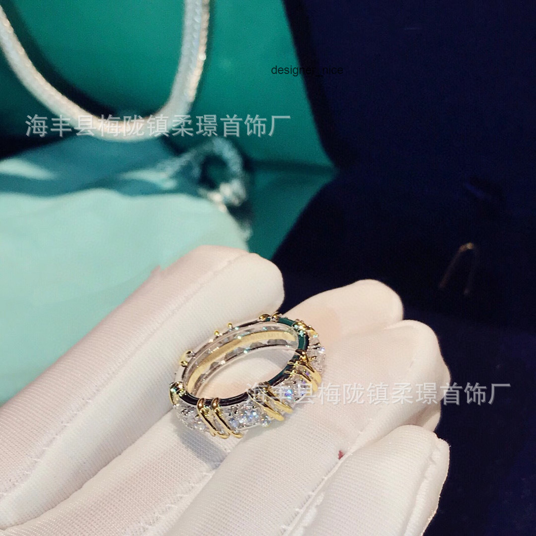 designer stud luxury jewelry for men women gold silver woman high version cross row diamond simple fashion code ring inlaid wit tiffamy tiffanies and tiffanyx co TILK