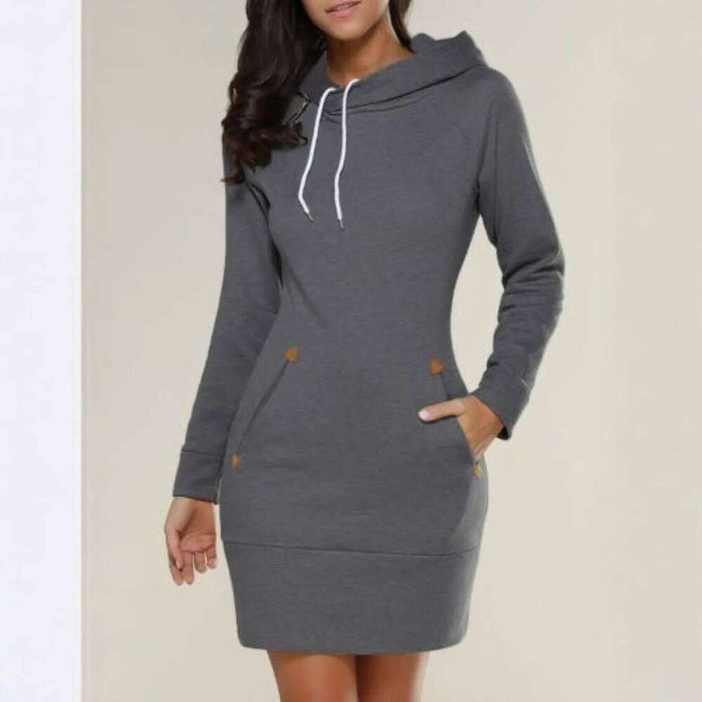 Hooded Zip Pullover New Mid Length Sweatshirt Casual Fashion Elegant Dress XJ260131