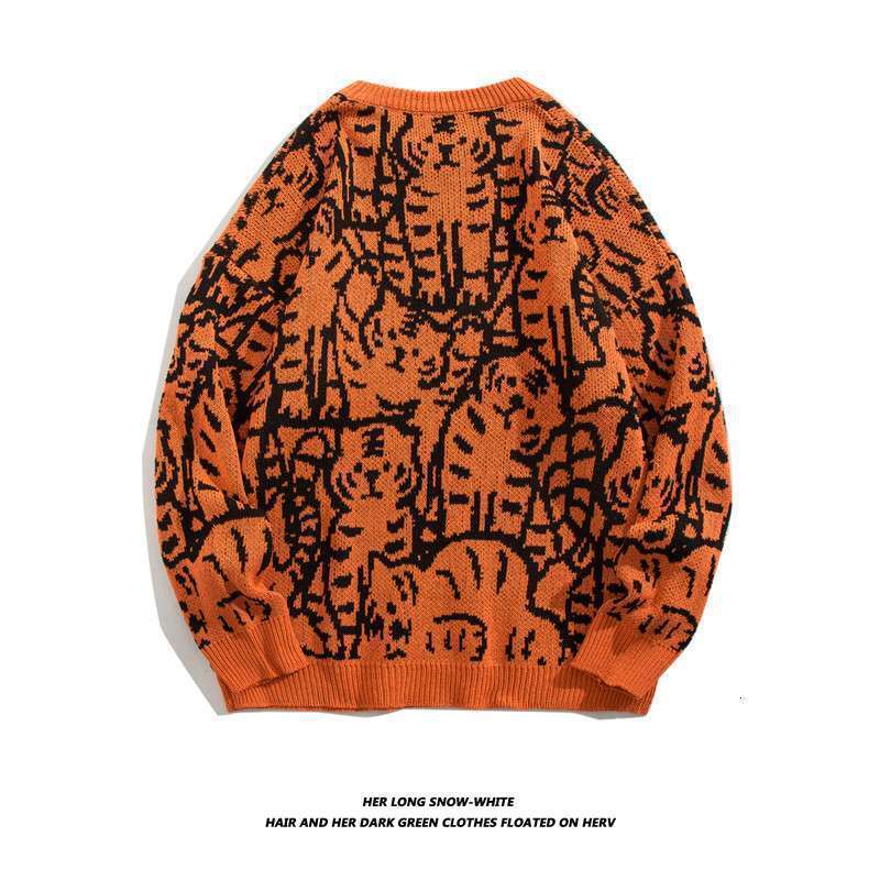 Spring And Autumn New National Trend Sweater Men's Trendy Brand Thickened Knitted Base Shirt Hong Kong Style Loose Round Neck Couple's Top J