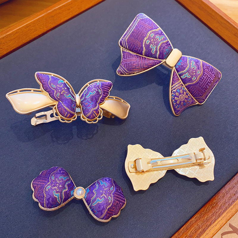 New Purple Design Chinese Style Hair Clip Duckbill Clip Spring Clip Edge Clip Side Clip Fashionable And Versatile Daily Matching Hair Clip
