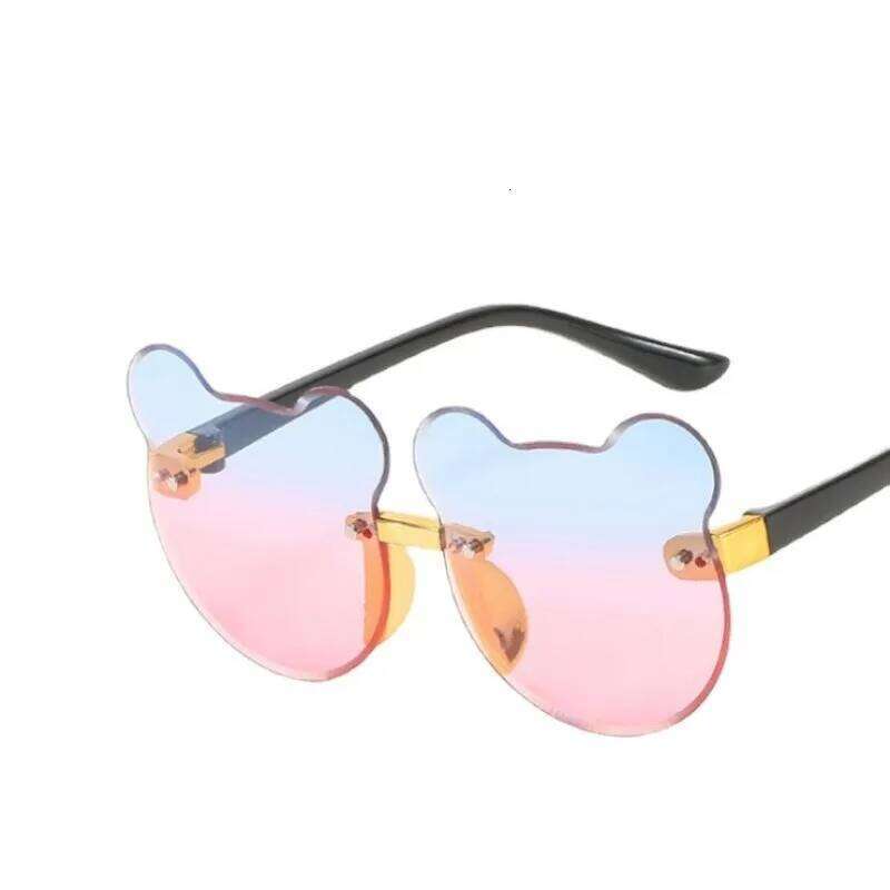3PCS Boys and girls fashion Children's sunglasses Cute baby anti-ultraviolet bear ears cartoon rimless frame glasses H260130