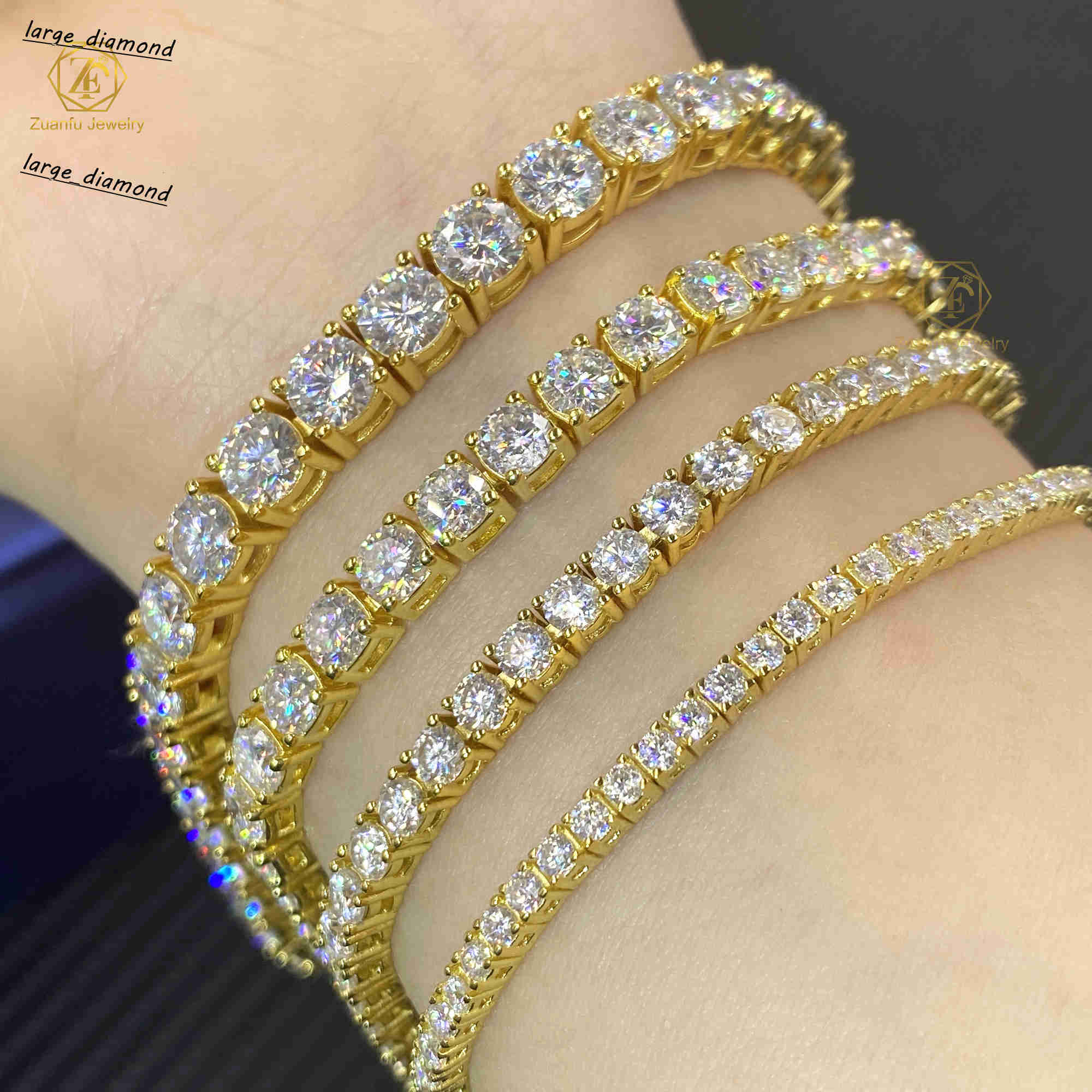 100 LAB Grown Diamond Bracelet 4mm 7in 8inches 10K Solid Gold DEF VVS-VS LAB Diamond Bracelet Tennis Chain for Women Man