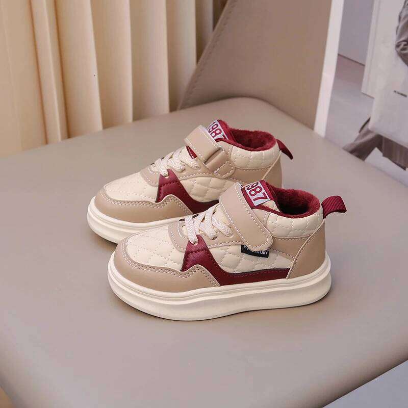 1-8 Years Old Children's Padded Sneakers Red Thickened High-top Boys Girls Cotton Winter Soft Non-slip Kids Walking Shoes Y260128