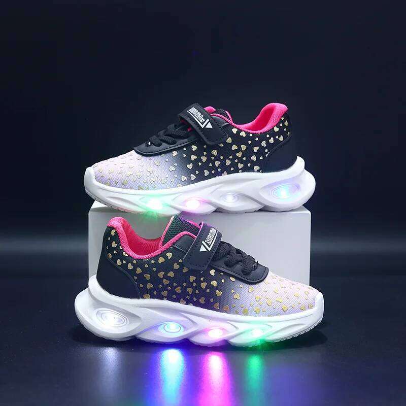 Kids' Casual Shoes Children Led Light Spring Outdoor Sneakers For Breathable Anti-slip Black Blue Pink Size 21-30 Y260128