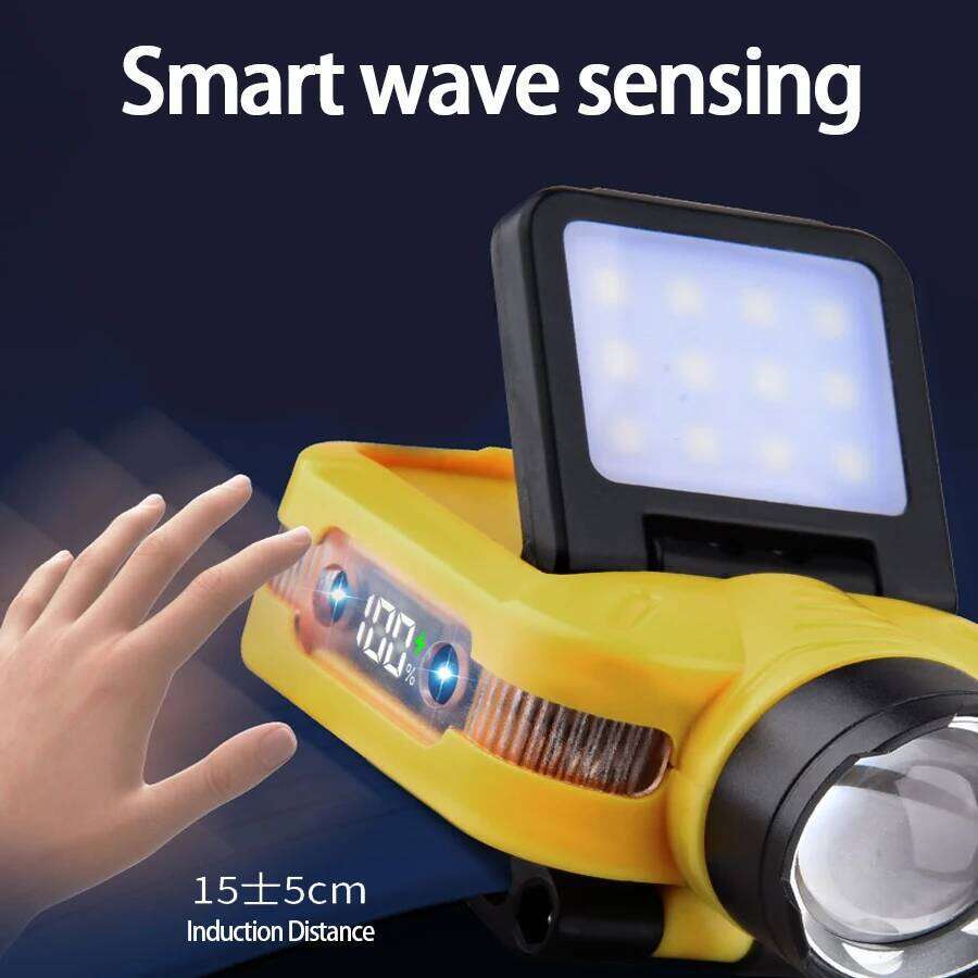 1000LM Sensor Headlamp USB C Rechargeable 5 Modes Headlight with Power Display Cap Clip Outdoor Fishing Camping Head Flashlight H260131