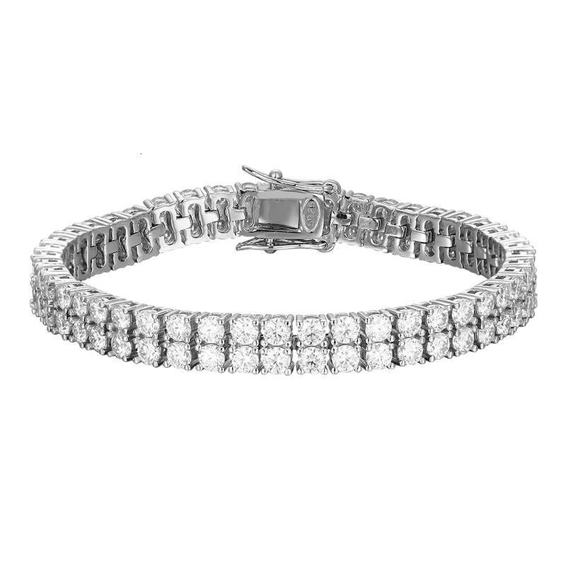New S925 Silver 10 Point Diamond Moissanite Double Row Diamond Bracelet Luxurious Full Diamond Niche Design Wedding Jewelry
