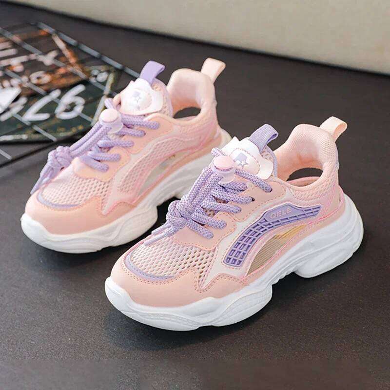 2025 Summer New Boys' And Girls' Sports Soft Bottom Hollow Frame Children's Casual Running Shoes Y260128