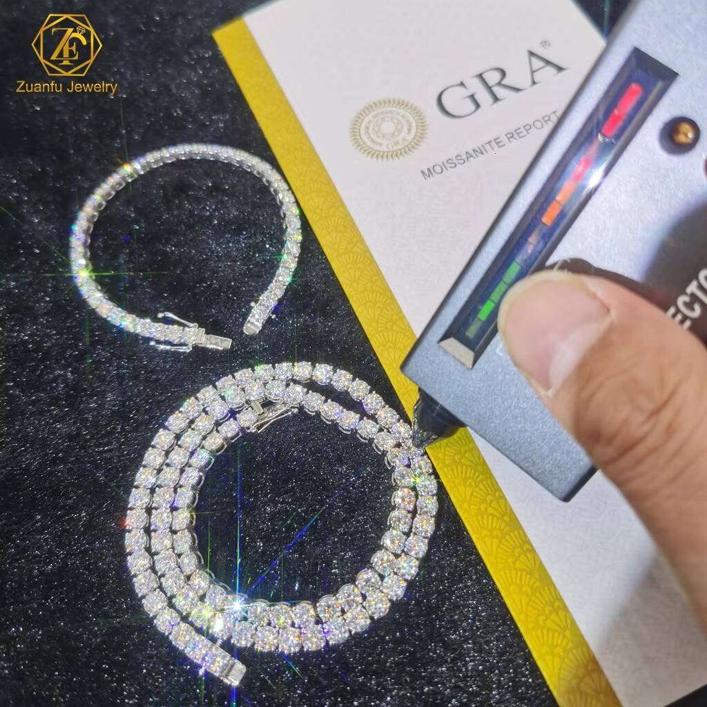 REAL 2mm 3mm 4mm 5mm 65mm MOISSANITE Tennis Chain Necklace VVS D Color Passes Diamond Tester Tennis Chain Moissanite Chain
