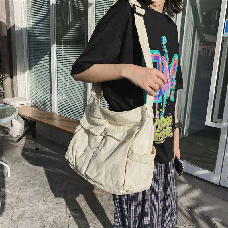 Girl Canvas Teenager Shoulder Teenage Women's Messenger Bags Ladies Casual Bag Teen Handbag Crossbody Purse